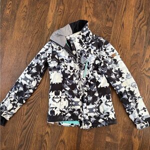 Roxy Kids' Geometric Puffer Jacket - Black and White